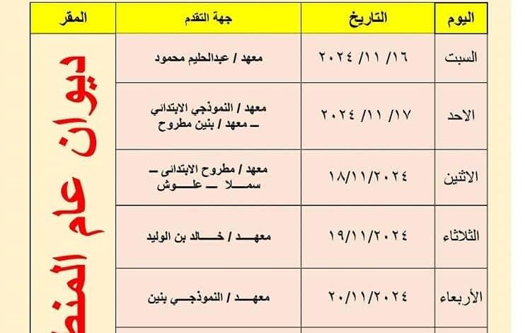 منطقة مطروح الأزهرية: جدول المرحلة الأولية لمسابقة الأزهر الشريف لحفظ القران الكريم للعام الدراسي 1446هـ /2024-2025م