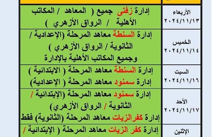 منطقة الغربية الأزهرية جدول المرحلة الأولية لمسابقة الأزهر لحفظ القرآن الكريم للعام الدراسي 1446هـ /2024-2025م