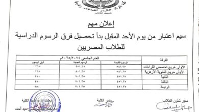 كلية القرآن الكريم للقراءات وعلومها  بطنطا - جامعة الأزهر ننشر مقدار الرسوم وتحصيل الرسوم الدراسية للفرق الأحد المقبل