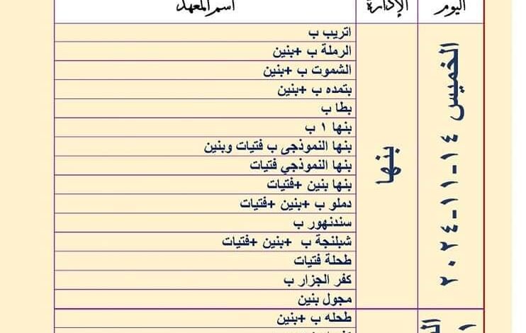 منطقة القليوبية الأزهرية جدول المرحلة الأولية لمسابقة الأزهر الشريف للقرآن الكريم للعام الدراسي 1446هـ /2024-2025م