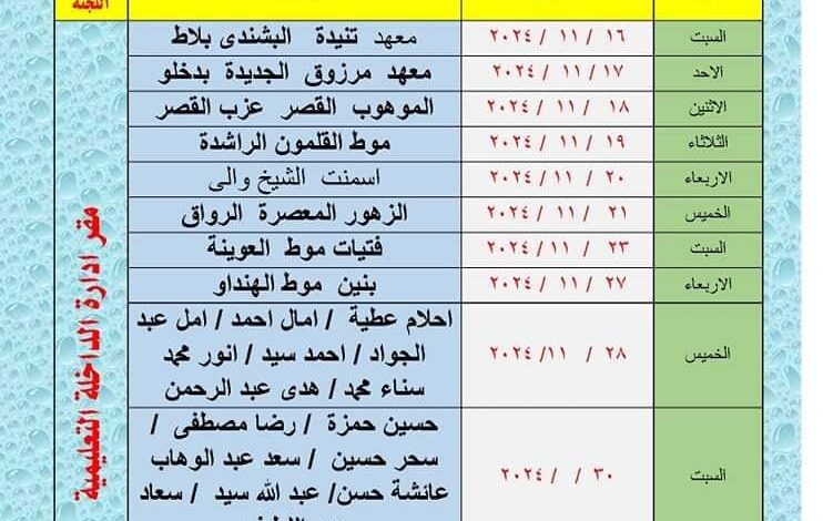 منطقة الوادى الجديد الأزهرية جدول المرحلة الأولية لمسابقة الأزهر لحفظ القرآن الكريم للعام الدراسي 1446هـ /2024-2025م