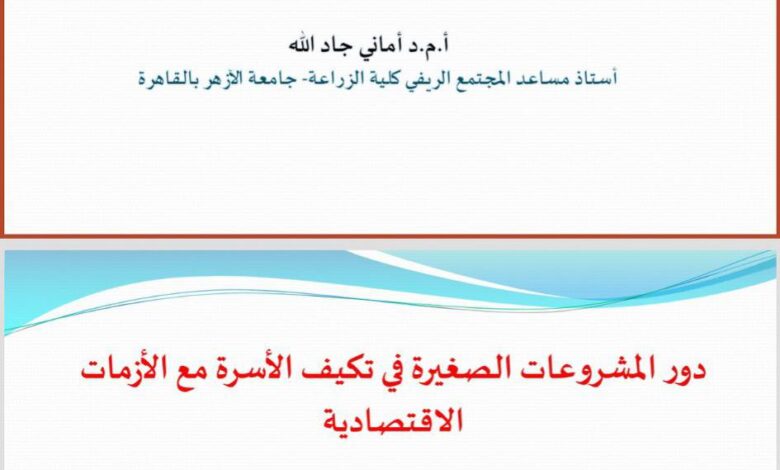 دور المشروعات الصغيرة في تكيف الأسرة مع الأزمات الاقتصادية» ورشة عمل لـ «سفراء الأزهر» بالتعاون مع «زراعة القاهرة»